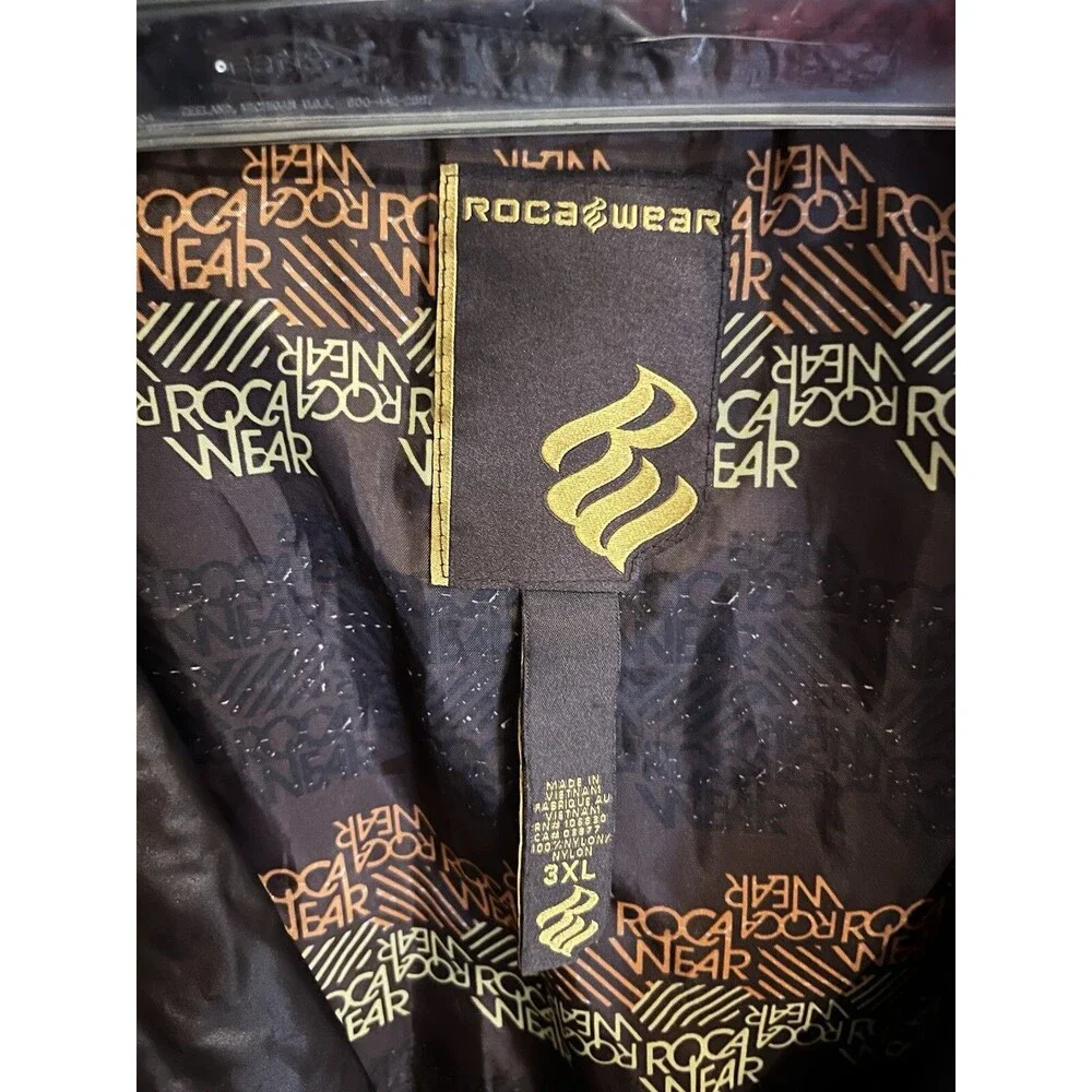 Rocawear Men’s Windbreaker Jacket Brown Nylon Full-Zip 3XL - Light Outerwear